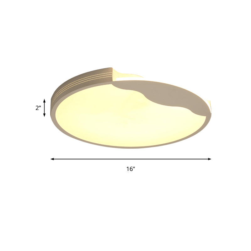 Modern White LED Flush Mount Ceiling Light Fixture with Acrylic Shade – Warm/White Lighting, 16"/19.5" Width