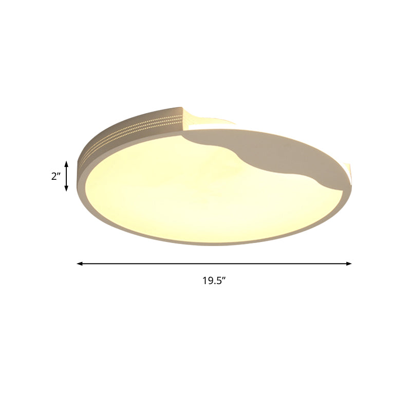 Modern White LED Flush Mount Ceiling Light Fixture with Acrylic Shade – Warm/White Lighting, 16"/19.5" Width