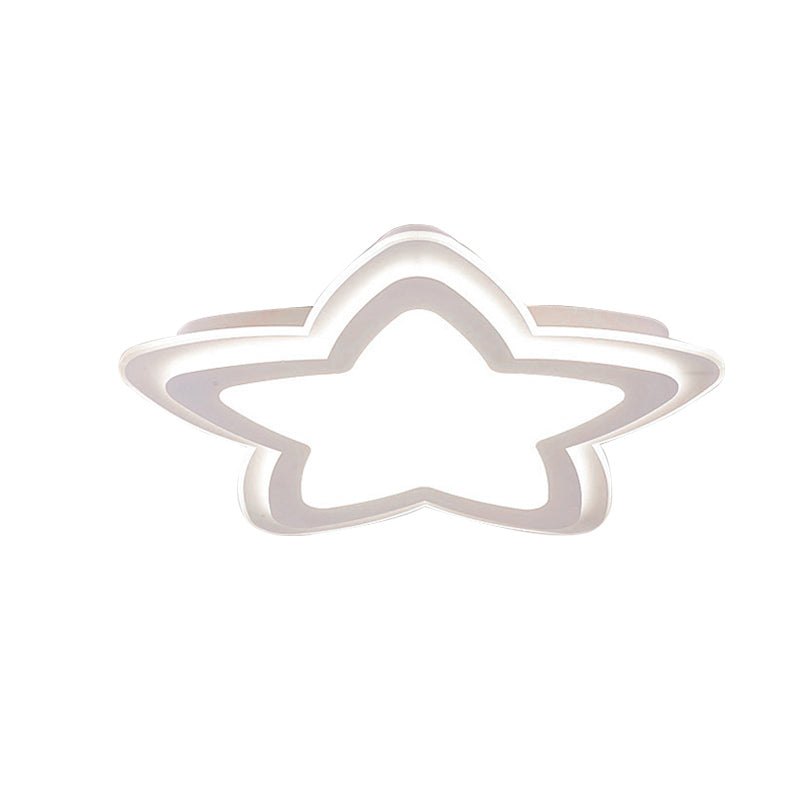 Star-Shaped Acrylic Flush Mount Light for Child's Bedroom with Simple White Style