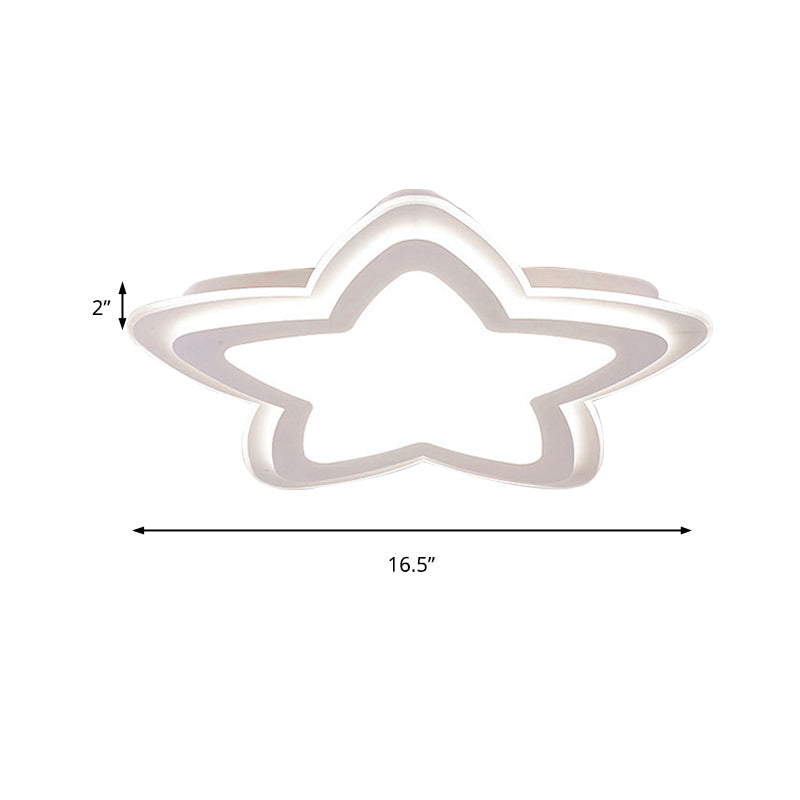 Star-Shaped Acrylic Flush Mount Light for Child's Bedroom with Simple White Style