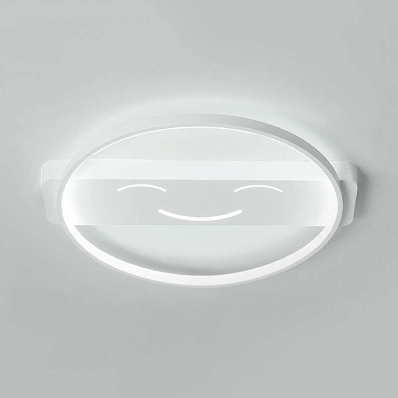 White Acrylic Smiling Face Ceiling Lamp: Contemporary Flush Mount Light for Dining Room