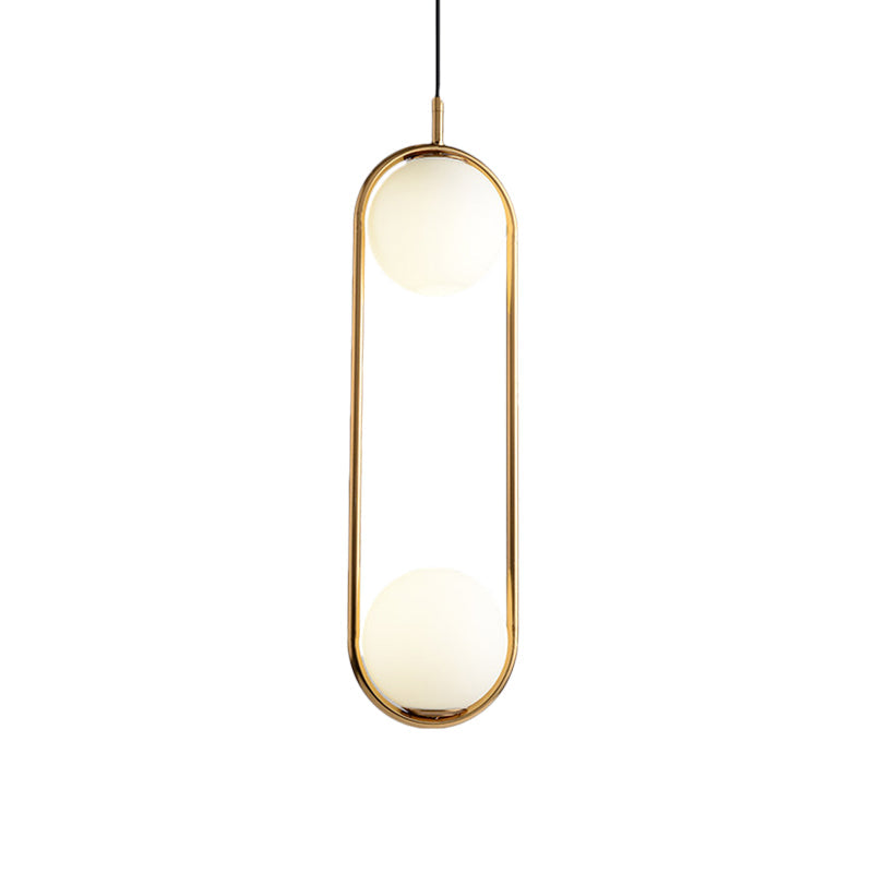 Modern Globe Pendant Light  White Glass  Black/Gold Hanging Ceiling Lamp for Bedroom