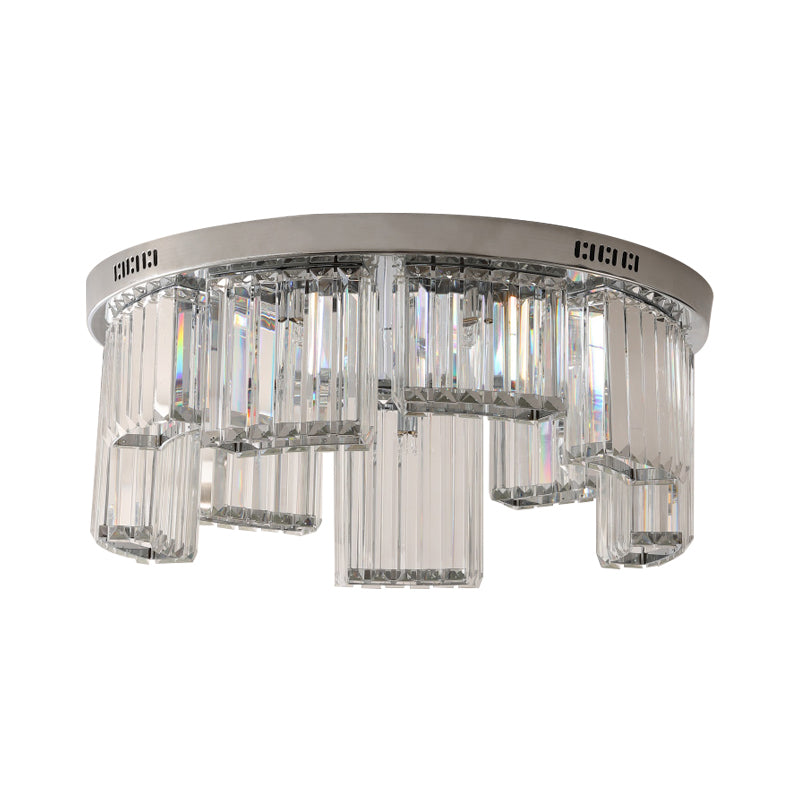 Contemporary Jagged Block Flush Mount Lamp - Clear Crystal Ceiling Light (18"/23.5" W, 6/9-Light) for Bedroom