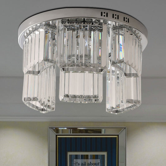 Contemporary Jagged Block Flush Mount Lamp - Clear Crystal Ceiling Light (18"/23.5" W, 6/9-Light) for Bedroom