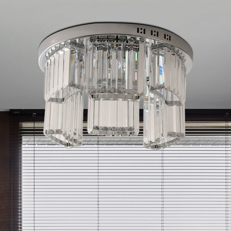 Contemporary Jagged Block Flush Mount Lamp - Clear Crystal Ceiling Light (18"/23.5" W, 6/9-Light) for Bedroom