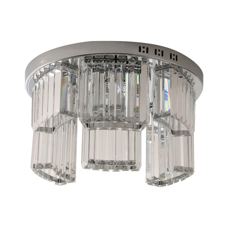 Contemporary Jagged Block Flush Mount Lamp - Clear Crystal Ceiling Light (18"/23.5" W, 6/9-Light) for Bedroom