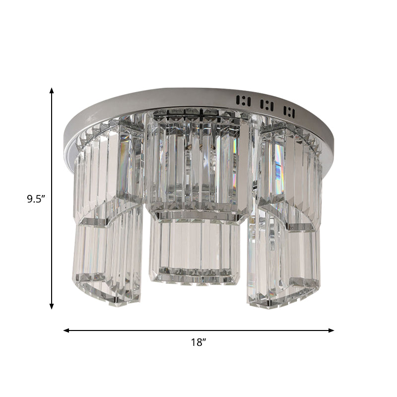Contemporary Jagged Block Flush Mount Lamp - Clear Crystal Ceiling Light (18"/23.5" W, 6/9-Light) for Bedroom
