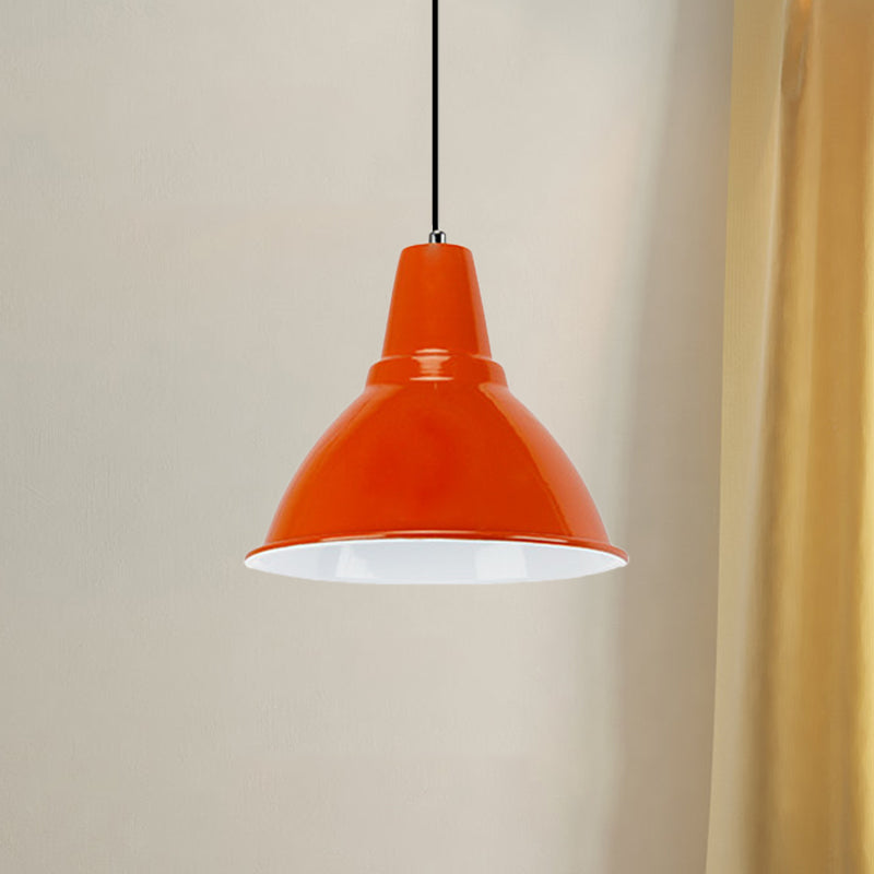 Industrial Metal Ceiling Fixture - Stylish Dome Shade Hanging Light in Red/Yellow