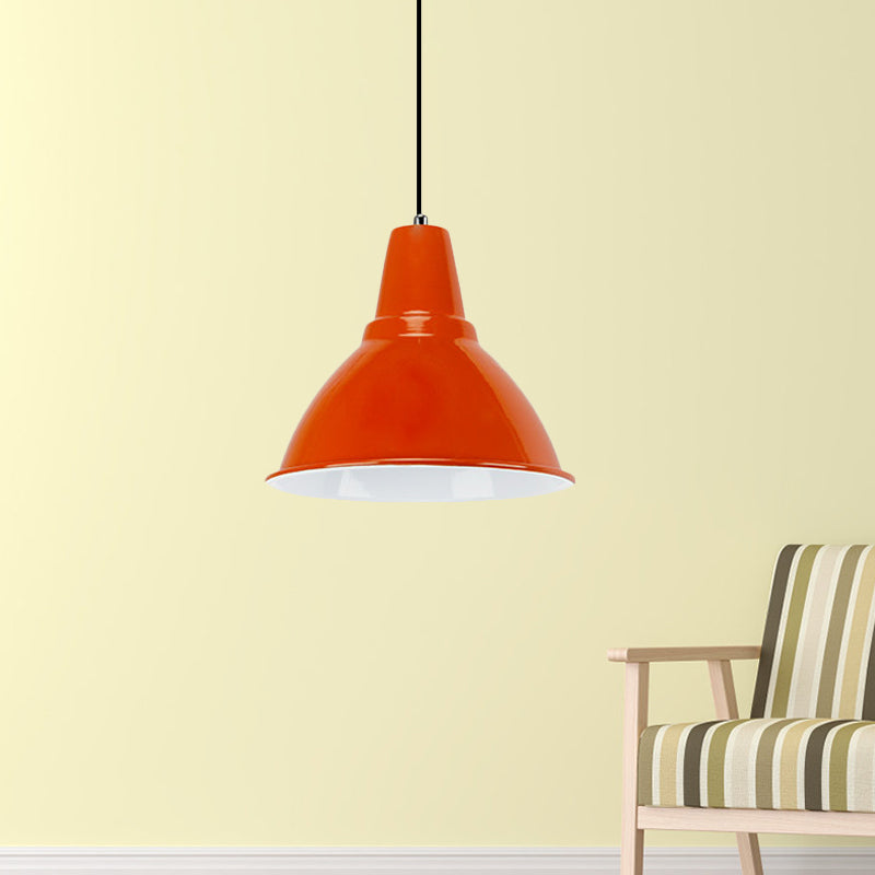 Industrial Dome Shade Metal Ceiling Fixture: Stylish Hanging Light In Red/Yellow - Perfect For