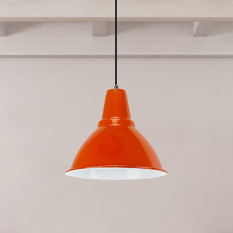 Industrial Metal Ceiling Fixture - Stylish Dome Shade Hanging Light in Red/Yellow