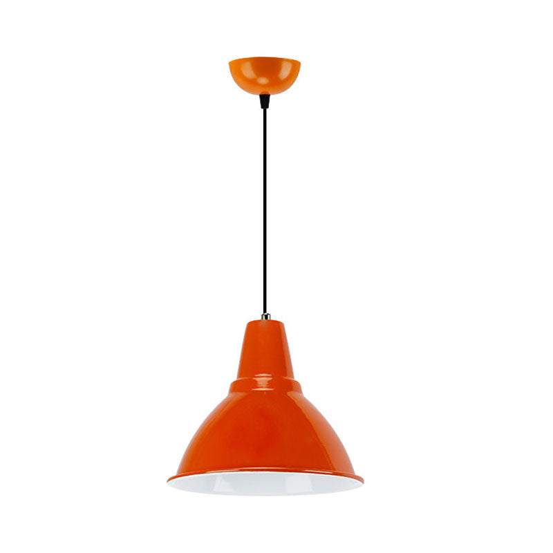 Industrial Metal Ceiling Fixture - Stylish Dome Shade Hanging Light in Red/Yellow