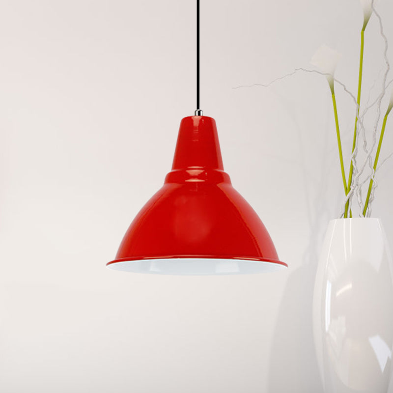 Industrial Metal Ceiling Fixture - Stylish Dome Shade Hanging Light in Red/Yellow