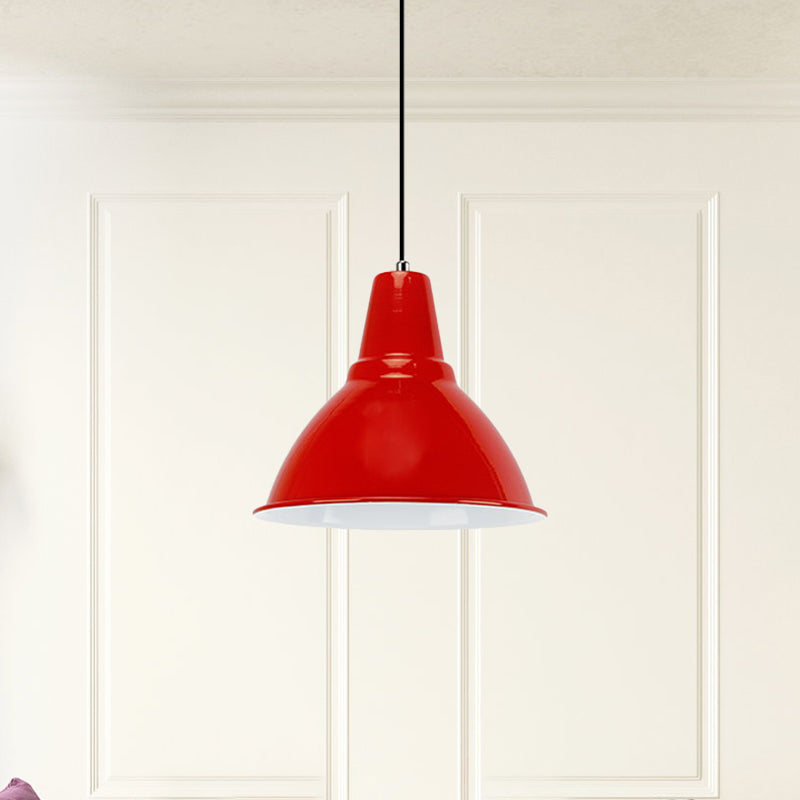 Industrial Metal Ceiling Fixture - Stylish Dome Shade Hanging Light in Red/Yellow