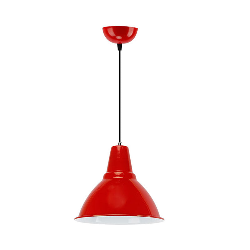 Industrial Metal Ceiling Fixture - Stylish Dome Shade Hanging Light in Red/Yellow