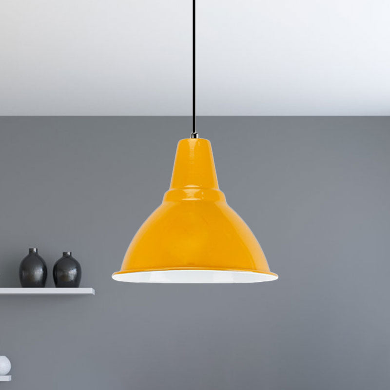 Industrial Metal Ceiling Fixture - Stylish Dome Shade Hanging Light in Red/Yellow