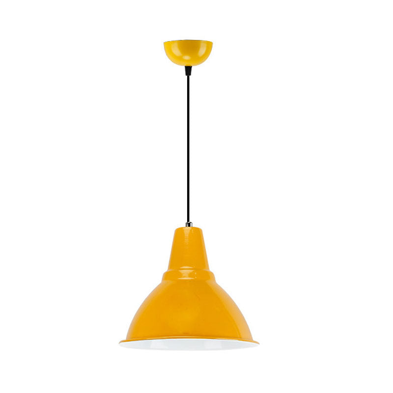 Industrial Metal Ceiling Fixture - Stylish Dome Shade Hanging Light in Red/Yellow