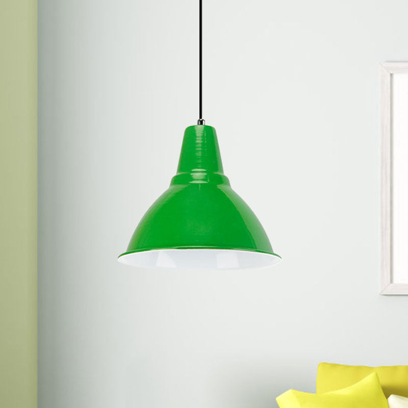 Industrial Metal Ceiling Fixture - Stylish Dome Shade Hanging Light in Red/Yellow