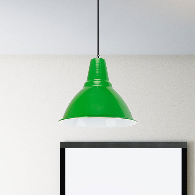 Industrial Metal Ceiling Fixture - Stylish Dome Shade Hanging Light in Red/Yellow