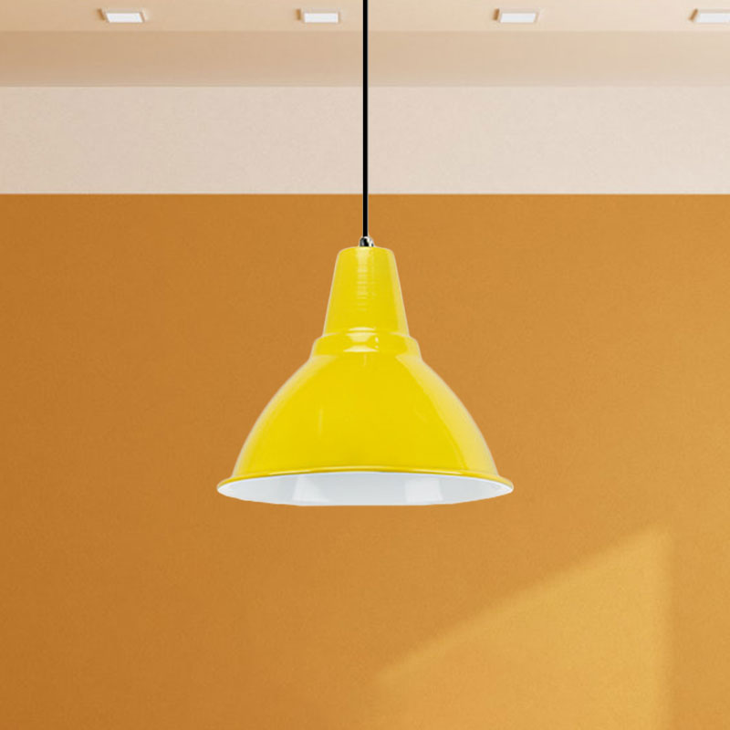 Industrial Metal Ceiling Fixture - Stylish Dome Shade Hanging Light in Red/Yellow