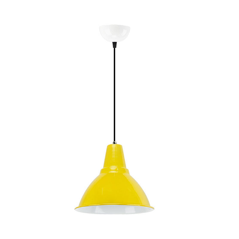 Industrial Metal Ceiling Fixture - Stylish Dome Shade Hanging Light in Red/Yellow