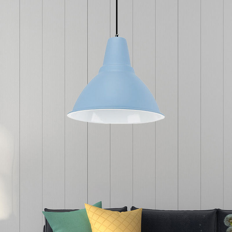 Industrial Metal Ceiling Fixture - Stylish Dome Shade Hanging Light in Red/Yellow
