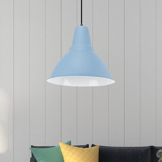 Industrial Metal Ceiling Fixture - Stylish Dome Shade Hanging Light in Red/Yellow