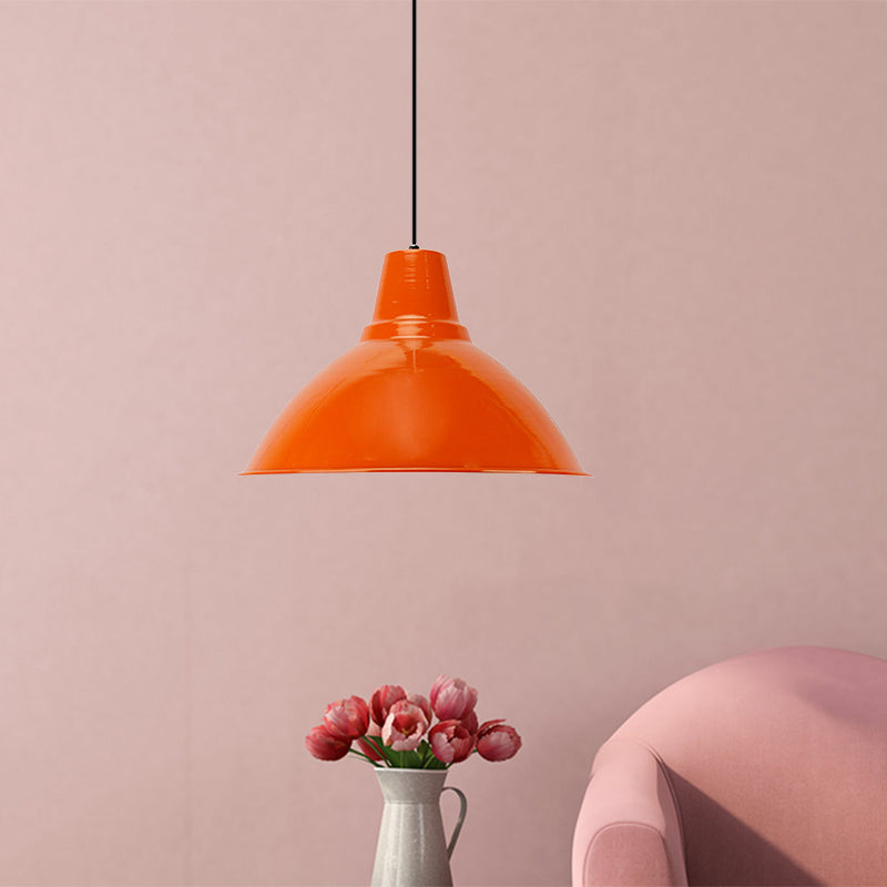 Industrial Metal Pendant Lamp - Bowl Shade Coffee Shop Ceiling Light (1-Light Red/Yellow)