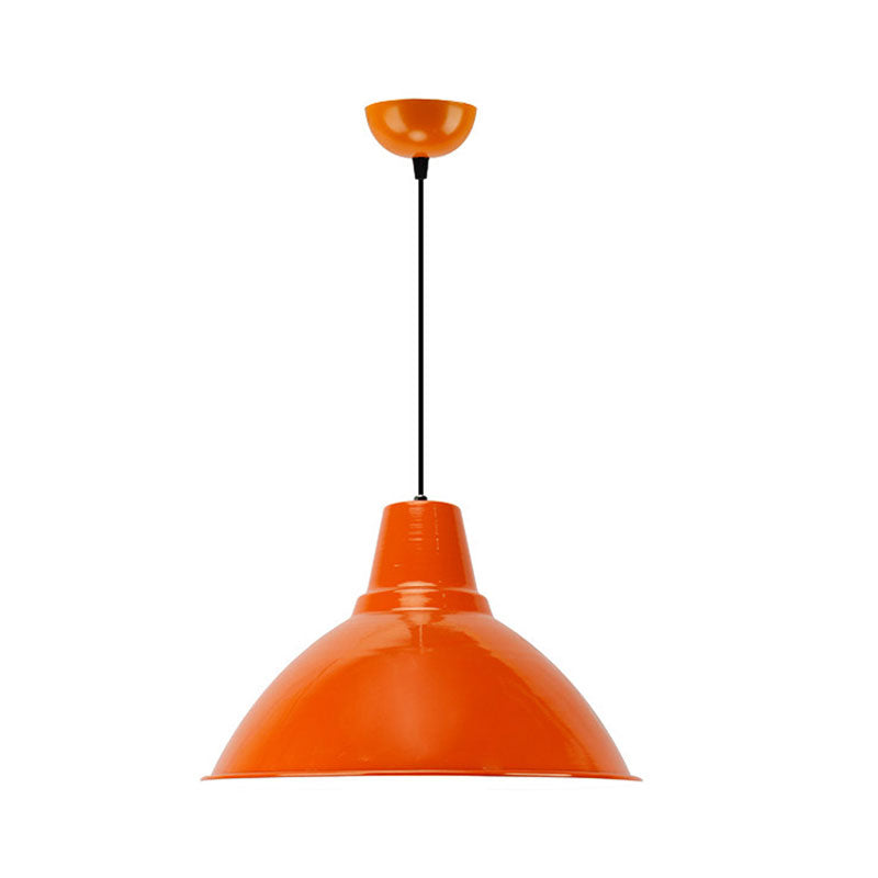 Industrial Metal Coffee Shop Ceiling Lamp - Bowl Shade Pendant Light (1 Light, Red/Yellow)