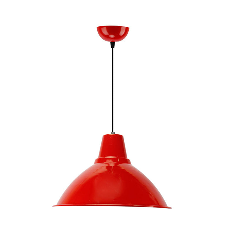 Industrial Metal Coffee Shop Ceiling Lamp - Bowl Shade Pendant Light (1 Light, Red/Yellow)