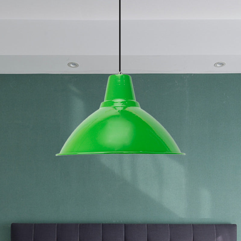 Industrial Metal Coffee Shop Ceiling Lamp - Bowl Shade Pendant Light (1 Light, Red/Yellow)