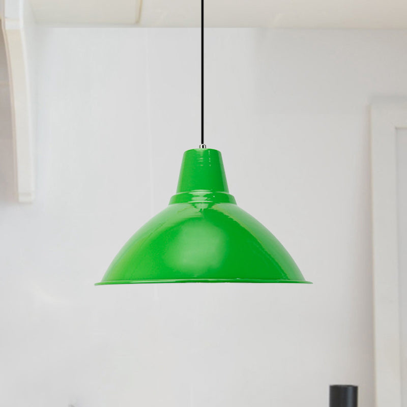 Industrial Metal Coffee Shop Ceiling Lamp - Bowl Shade Pendant Light (1 Light, Red/Yellow)