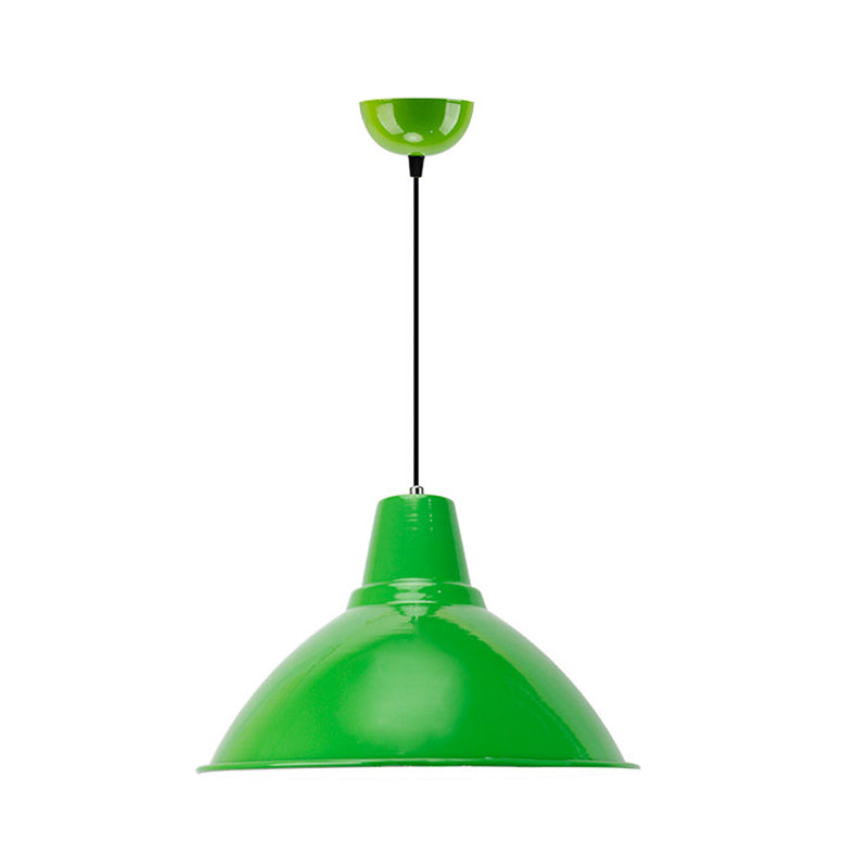 Industrial Metal Coffee Shop Ceiling Lamp - Bowl Shade Pendant Light (1 Light, Red/Yellow)