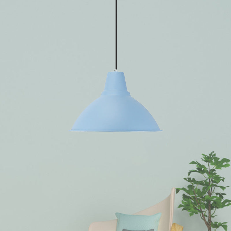 Industrial Metal Pendant Lamp - Bowl Shade Coffee Shop Ceiling Light (1-Light Red/Yellow)