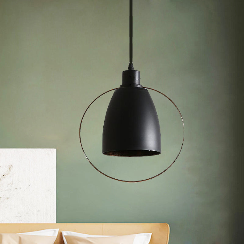 Industrial Black Metal Hanging Light With Tapered Ring/Pentagon Design - Perfect For Kitchen / Round