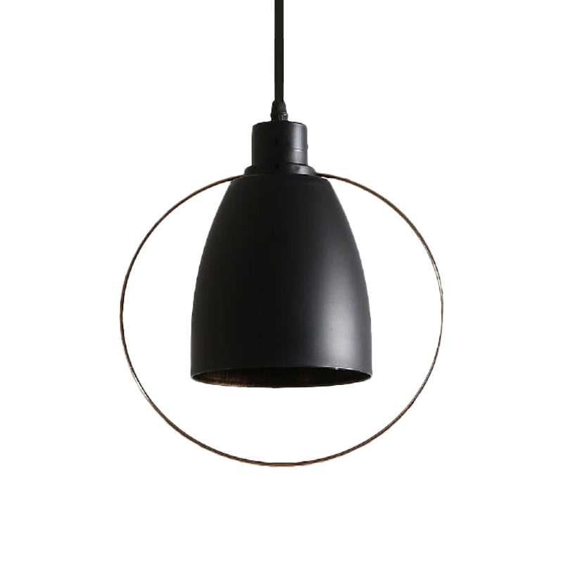 Industrial Black Metal Hanging Light With Tapered Ring/Pentagon Design - Perfect For Kitchen