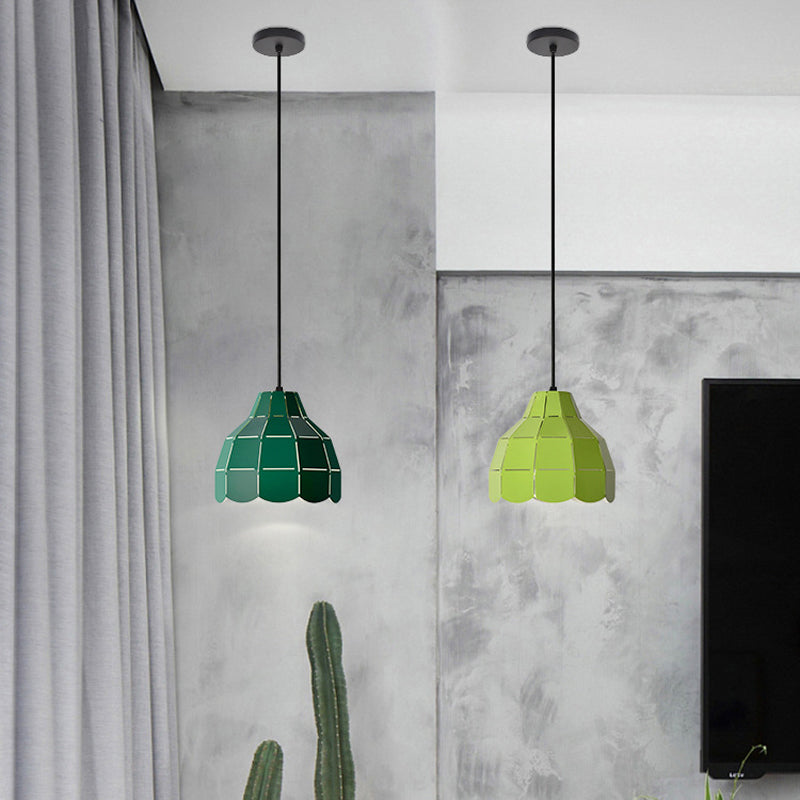 Macaron Scallop Dome Pendant Light - Pink/Yellow/Blue - Perfect for Living Room