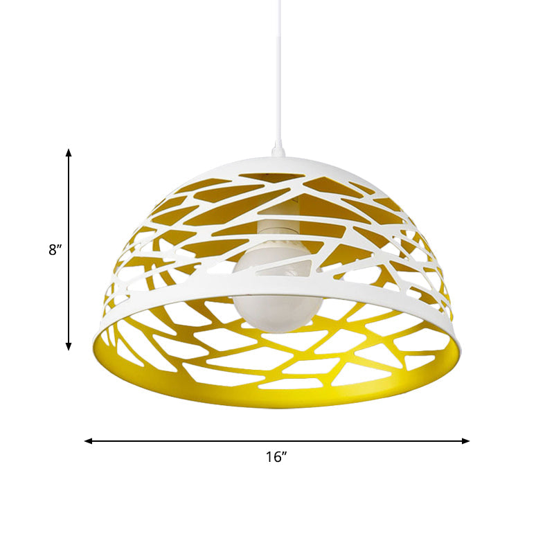 Hollowed-Out Dome Pendant Light - Nordic Metal, Yellow 1 Head - Cord Hanging