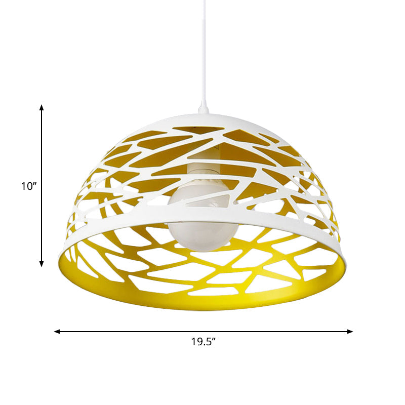 Hollowed-Out Dome Nordic Pendant Light - Yellow