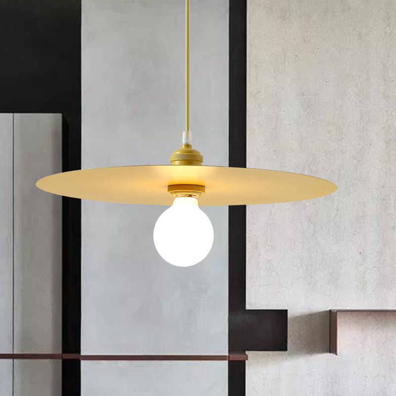 Macaron Pendant Light with Metal Disc Shade, Multi Color Options and Single Bulb