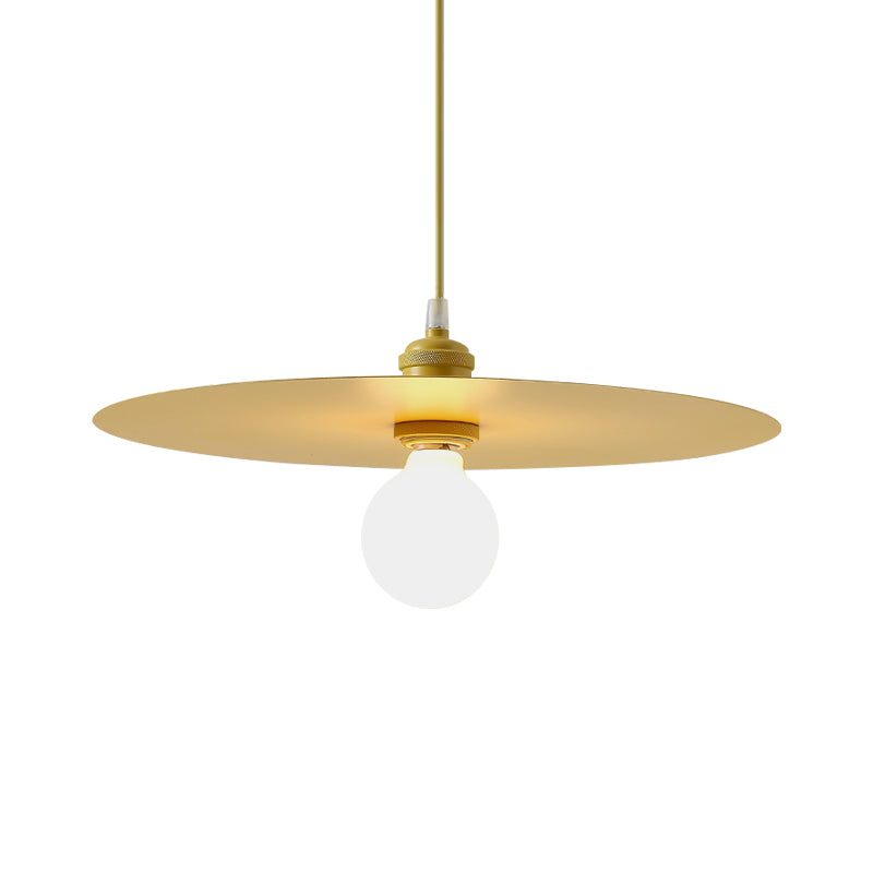 Macaron Pendant Light with Metal Disc Shade, Multi Color Options and Single Bulb