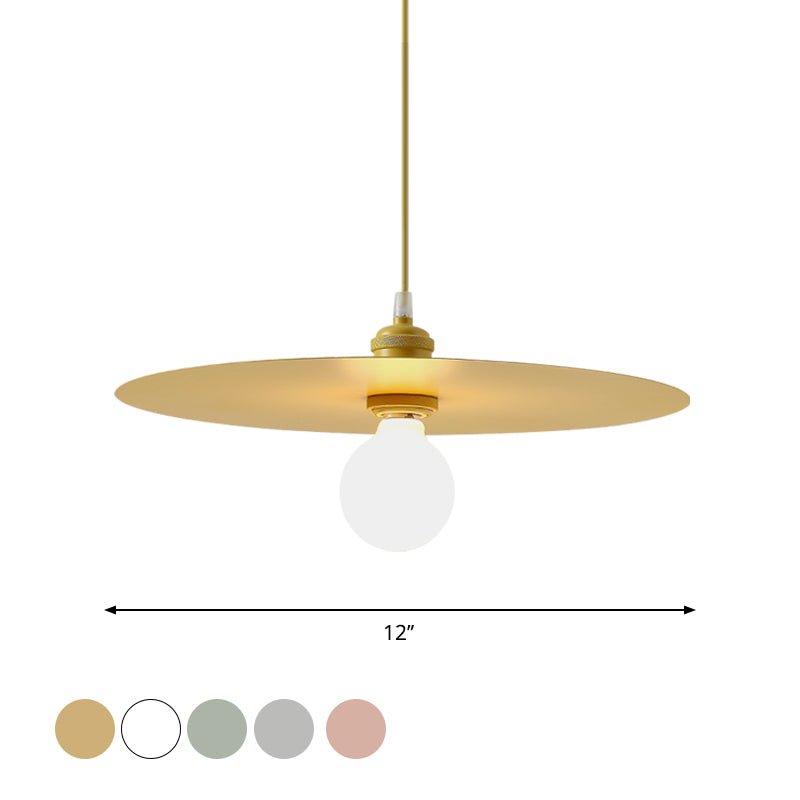 Macaron Pendant Light with Metal Disc Shade, Multi Color Options and Single Bulb