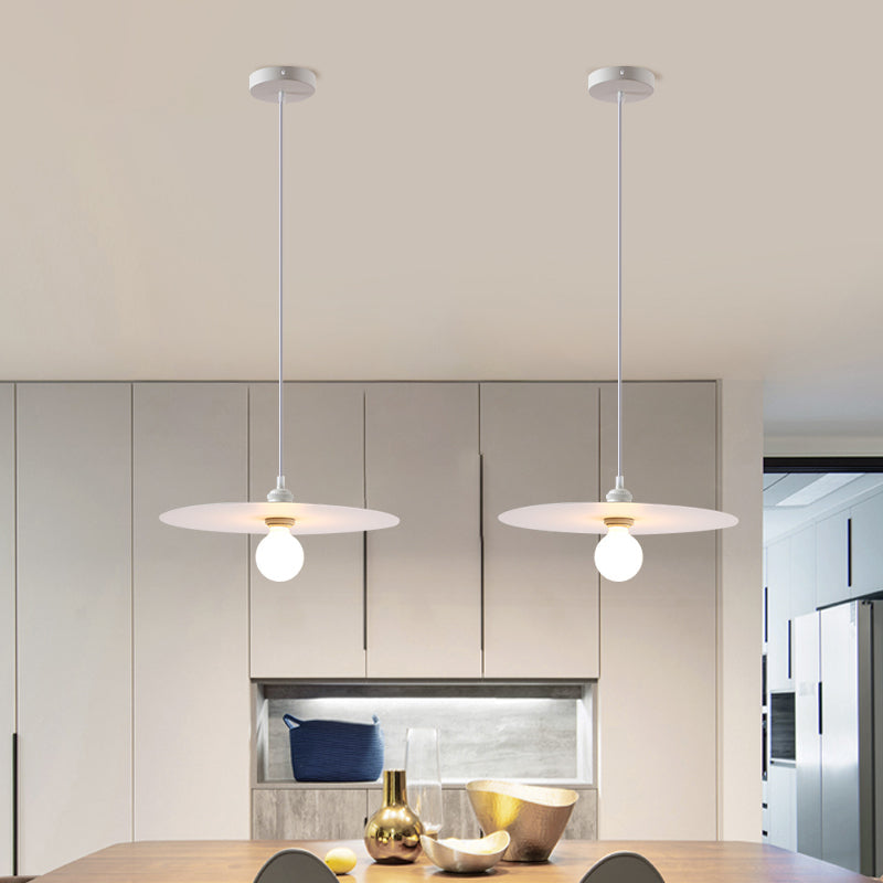 Macaron Pendant Light with Metal Disc Shade, Multi Color Options and Single Bulb