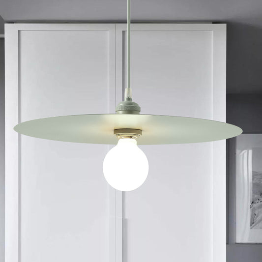 Macaron Pendant Light with Metal Disc Shade, Multi Color Options and Single Bulb
