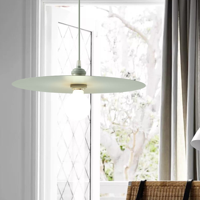 Macaron Pendant Light with Metal Disc Shade, Multi Color Options and Single Bulb
