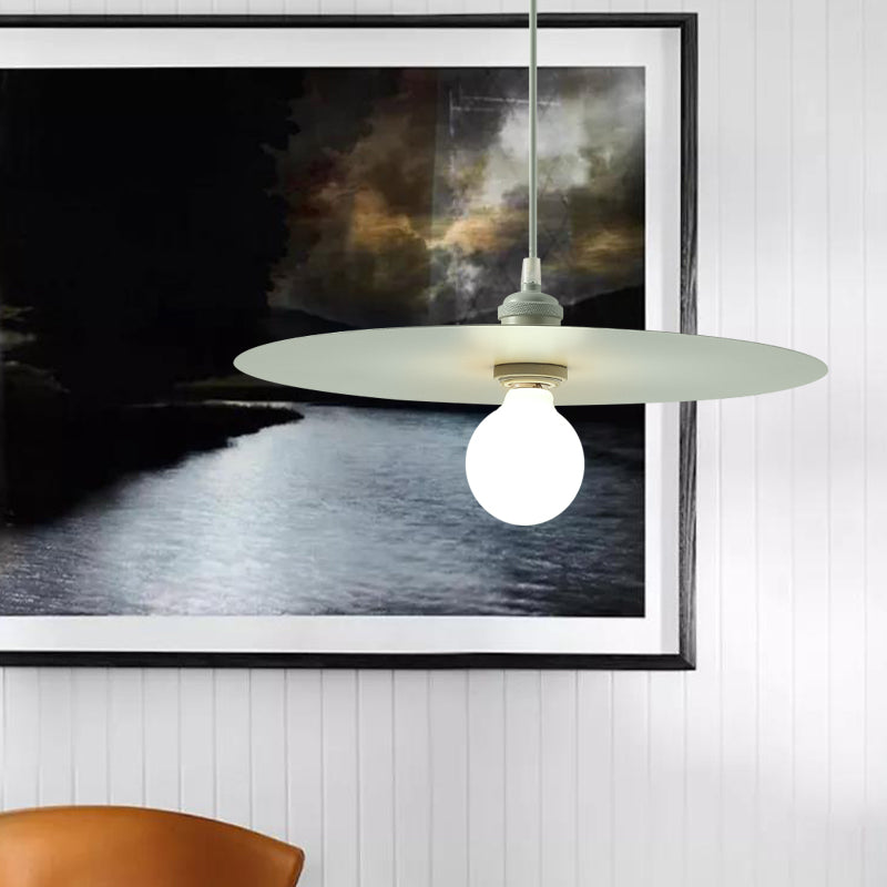Macaron Pendant Light with Metal Disc Shade, Multi Color Options and Single Bulb