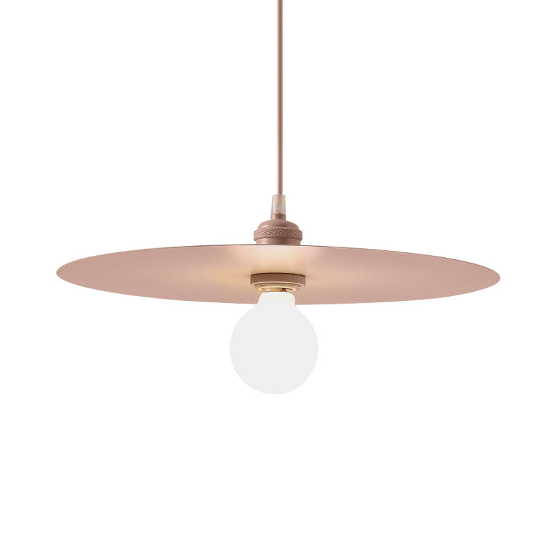 Macaron Pendant Light with Metal Disc Shade, Multi Color Options and Single Bulb