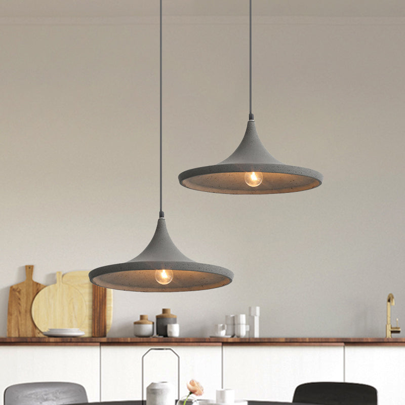 Nordic Style Cone Shade Pendant Light in Grey Cement - Hanging Ceiling Lamp (1-Light)