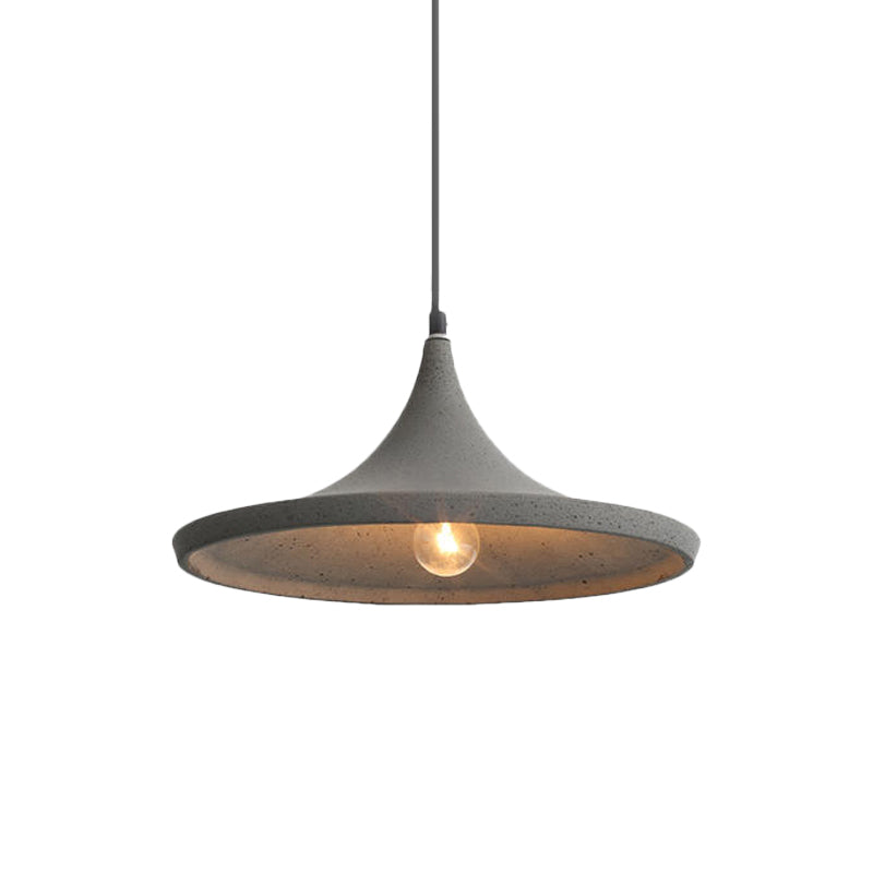Nordic Style Cement Pendant Light With Cone Shade - 1 Grey Ceiling Hanging Fixture