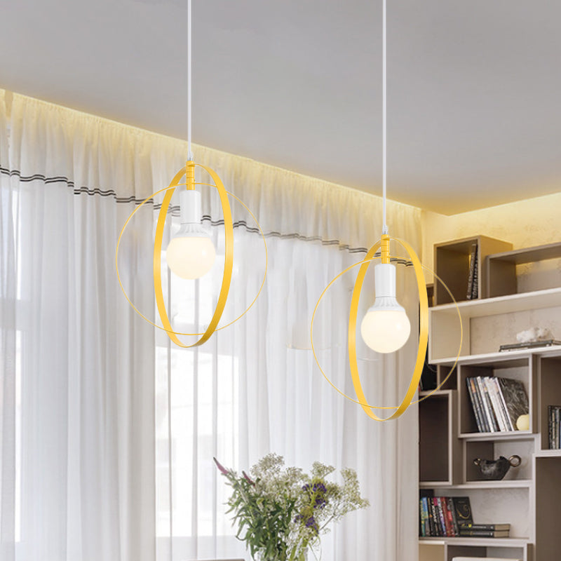 Nordic Rotatable Pendant Lamp With 1-Light In Multi Colors Metal Ceiling Lighting