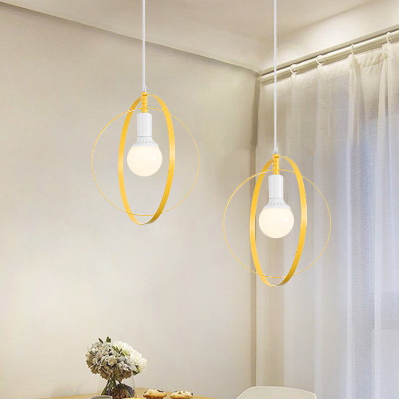 Nordic Rotatable Pendant Lamp With 1-Light In Multi Colors Metal Ceiling Lighting